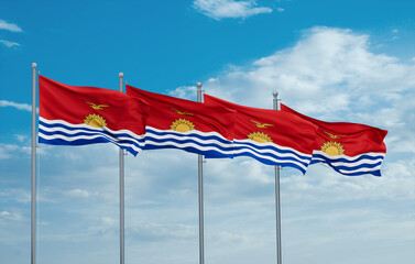 Kiribati four flags in row, multiple flags in line
