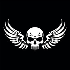 Vector illustration of skull wings. emblem, logo