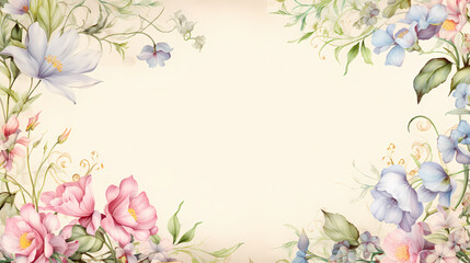 Floral border retro parchment graphic poster web page PPT background