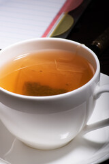 Closeup of herbal tea healthy drink