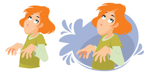Thoughtful girl. Illustration for internet and mobile website.