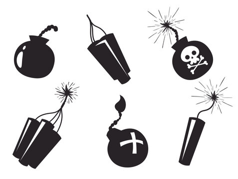Bomb dynamite boom explosive firecracker tnt isolated set. Vector flat graphic design illustration
