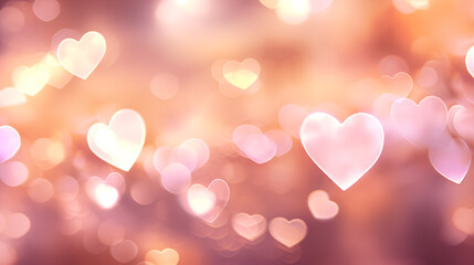Fototapeta premium Heart bokeh background, valentine's day background.