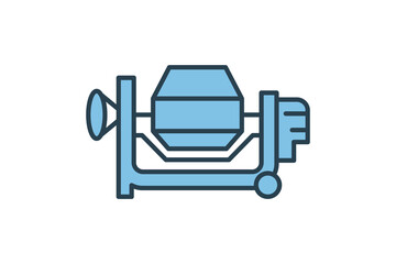 Cement Mixer Icon. Icon related to Construction. suitable for web site, app, user interfaces, printable etc. Flat line icon style. Simple vector design editable