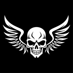 Vector illustration of skull wings on a black background