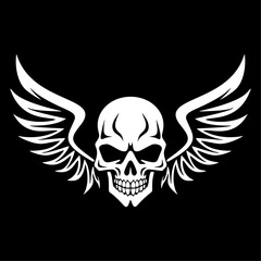Fototapeta premium Vector illustration of skull wings on a black background