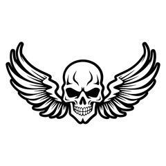 Vector illustration of skull wings on a white background