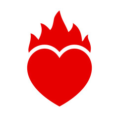 Hot heart icon, heart in fire - stock vector