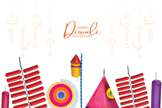 Happy diwali decorative fire cracker celebration card design