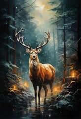 Majestic Stag in a Winter Wonderland
