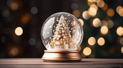 Fototapeta na wymiar Glass snow globe Christmas decorative design.