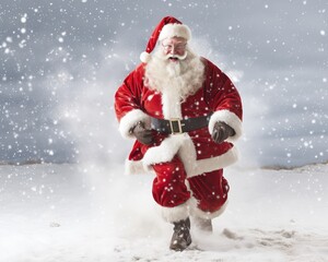 Santa claus on snowy christmas. Generative ai
