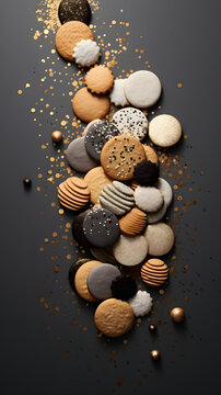 Cristmas cookies decoration on grey background.