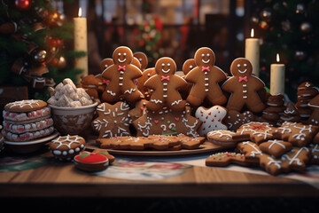 Cristmas decoration with gingerbread cookies. 
