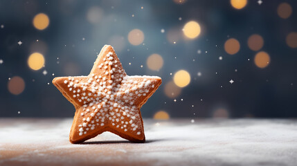 Sinle ginger cookie in the shape of cristmas star
