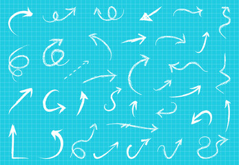 Hand-drawn arrow marks. Simple sketch abstract doodle pointers.