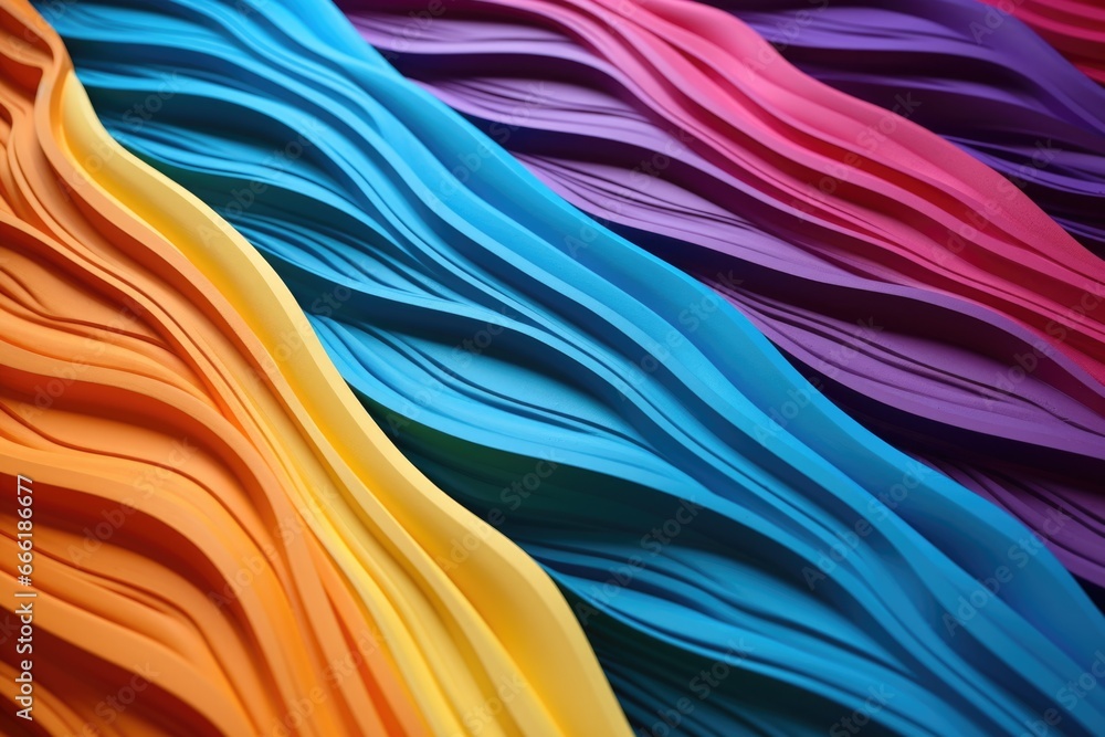 Poster A close-up view of a bunch of different colored paper. This versatile image can be used for various projects and designs.