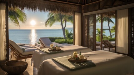 Fototapeta premium A luxurious villa where you have access to a private spa, rest and improve your health
