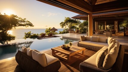 Fototapeta premium A luxurious villa where you have access to a private spa, rest and improve your health