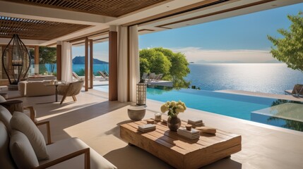 Fototapeta premium A luxurious villa where you have access to a private spa, rest and improve your health