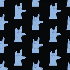Cartoon hands seamless pattern abstract drawn comic. Set of Hand color different signs, gestures and symbols. Palm and fingers. Modern flat style. Vector illustration isolated on background