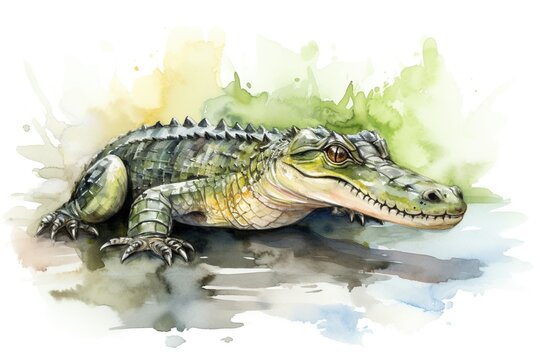 crocodile drawing watercolor