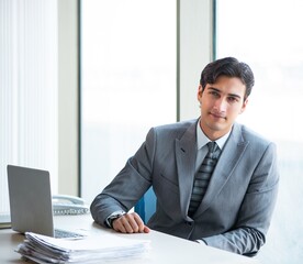 Young successful businessman working at the office