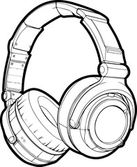 outline illustration of headphone for coloring page