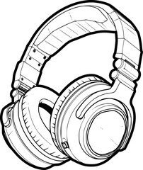 outline illustration of headphone for coloring page