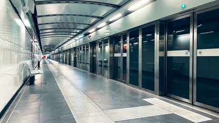 Modern empty metro station in Rome