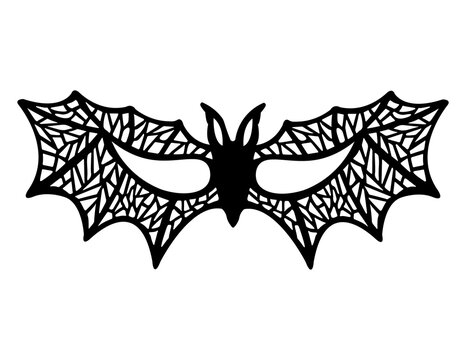 Black and white tattoo Bat mask for Halloween