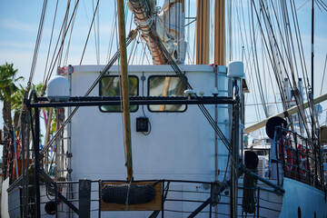 Sailing fishing boat moored in the port