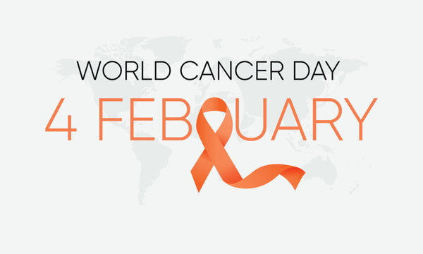 world cancer day 4 february, cancer ribbon, world cancer vector illustration