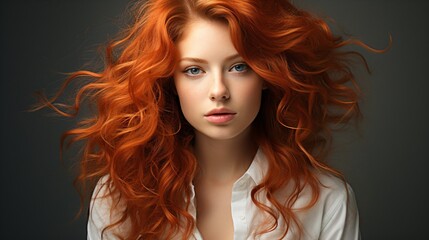 Fototapeta premium portrait of a young attractive woman with red hair