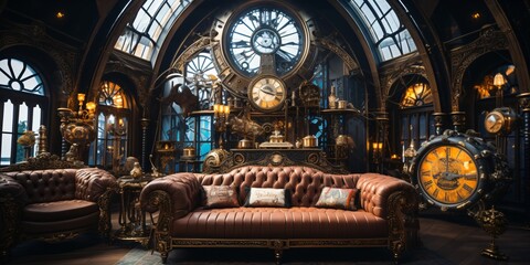Obraz premium crazy steampunk interior