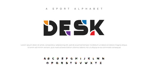 DESK Abstract modern urban alphabet fonts. Typography sport, technology, fashion, digital, future creative logo font. vector illustration