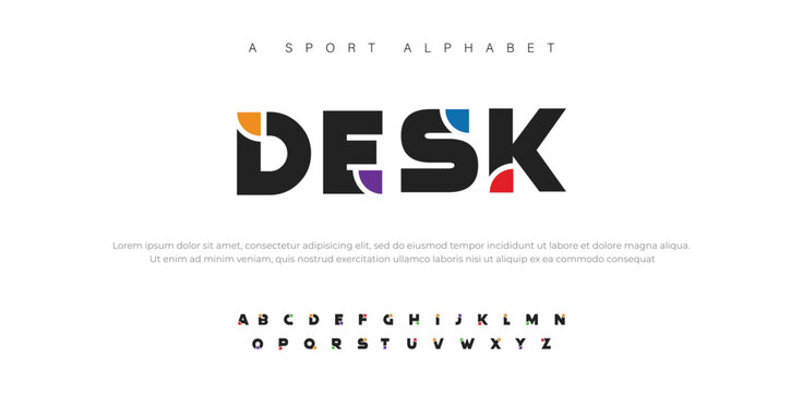 DESK Abstract modern urban alphabet fonts. Typography sport, technology, fashion, digital, future creative logo font. vector illustration