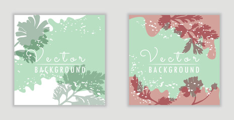Fototapeta na wymiar Vector minimalistic cards with plant parts