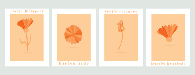 Vector minimalistic cards with plant parts