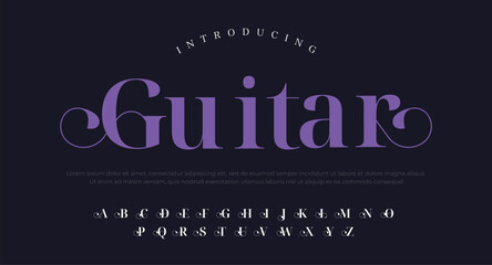 GUITAR Abstract minimal modern alphabet fonts. Typography technology vector illustration - obrazy, fototapety, plakaty