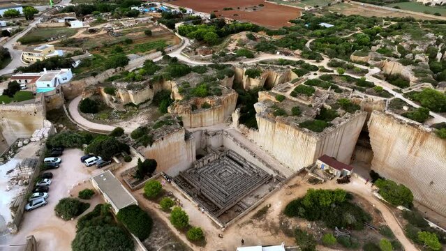 Panoramic capture of the iconic limestone quarries of Minorca.