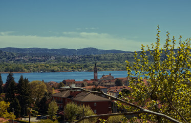 Panorama of the town of Arona in the Piedmont region.