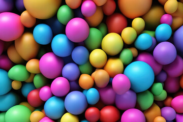 Many colorful balls decorated wall as background