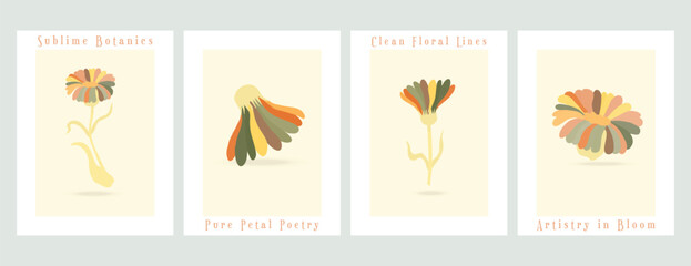 Vector minimalistic cards with plant parts