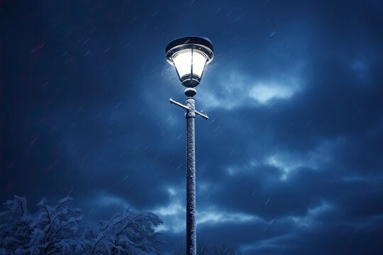 a vintage streetlamp streetlight in winters season