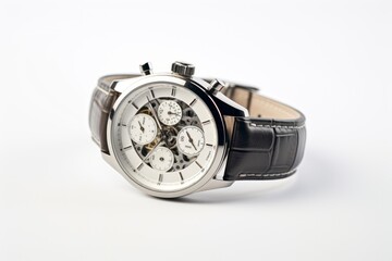 An elegant and minimalist wristwatch, isolated on a pristine white background