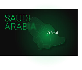 Saudi Arabia luxury glass map with a Capital of Ar Riyad