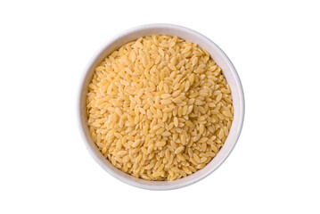 Raw whole grain orzo pasta as an ingredient for a delicious dish