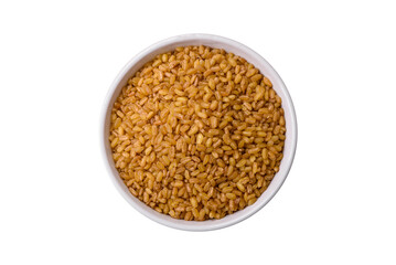 Raw bulgur wheat porridge as an ingredient for preparing a delicious dish