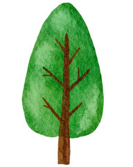 Watercolor green tree, Watercolor earth